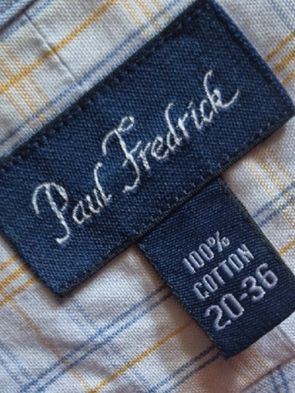 Paul Fredrick Men's Yellow Plaid Button-Down Luxury Shirt/Contrasting Accents - Picture 17 of 17